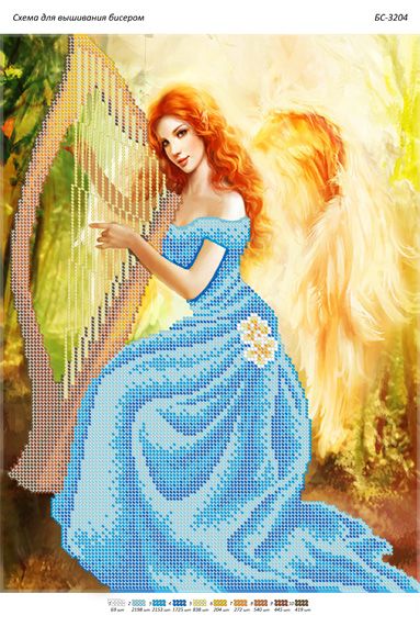 Схема для вишивки Дівчина з арфою Схема для вишивки Дівчина з арфою