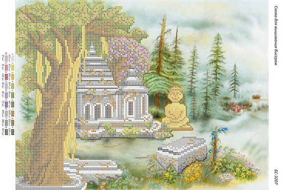 Схема для вишивки Храм Будди Схема для вишивки Храм Будди