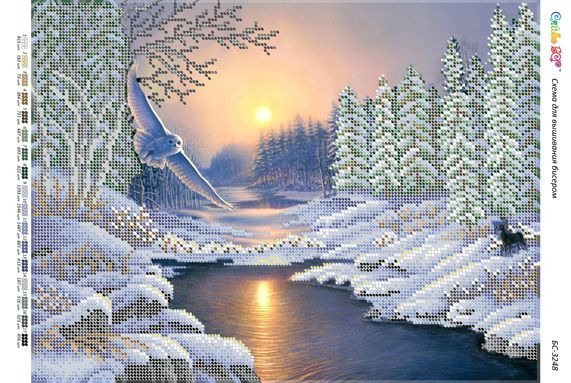 Схема для вишивки Зимовий пейзаж  (част.виш.) Схема для вишивки Зимовий пейзаж  (част.виш.)