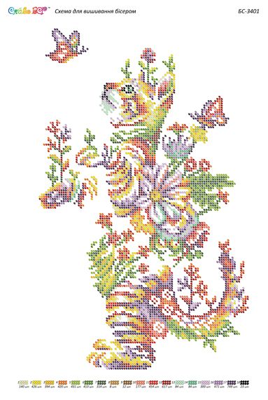 Схема для вишивки Котик з квітів (част. виш.) Схема для вишивки Котик з квітів (част. виш.)