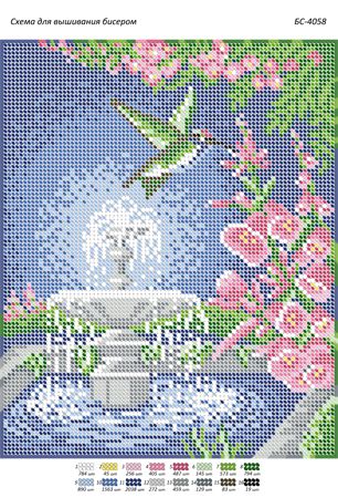 Схема для вишивки Колібрі у саду Схема для вишивки Колібрі у саду