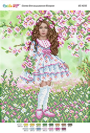 Схема для вишивки  Дівчинка весна Схема для вишивки  Дівчинка весна