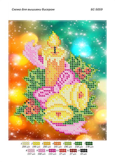 Схема для вишивки Свічка з дзвіночками Схема для вишивки Свічка з дзвіночками