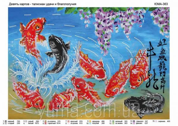 Схема для вишивки Девять Карпов Схема для вишивки Девять Карпов