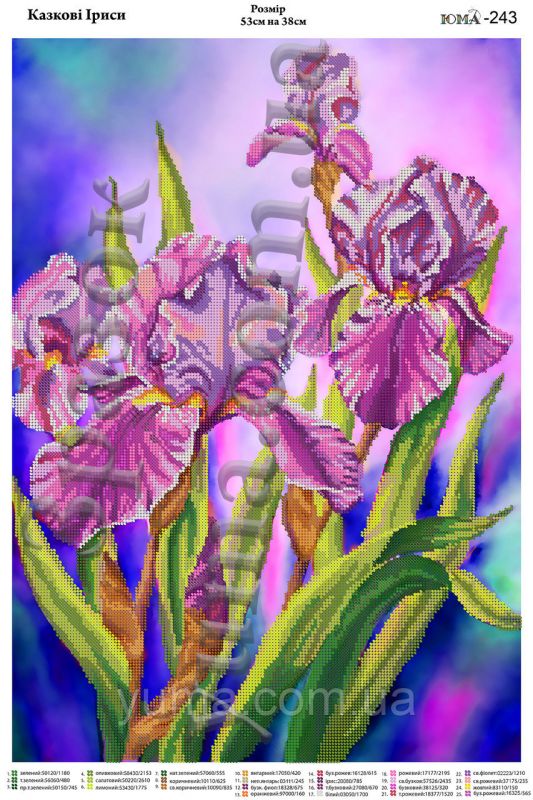Схема для вишивки часткова  Казкові Іриси Схема для вишивки часткова  Казкові Іриси