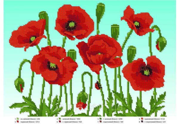 Схема для вишивки  часткова  Маки Схема для вишивки  часткова  Маки