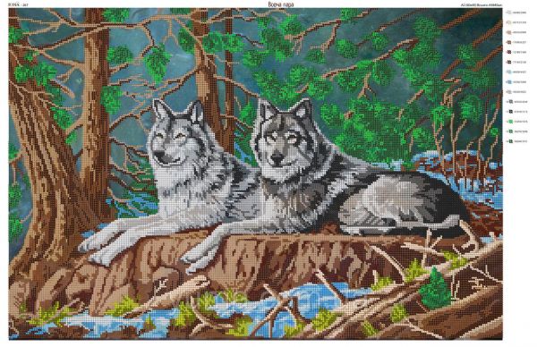 Схема для вишивки Пара Вовків Схема для вишивки Пара Вовків