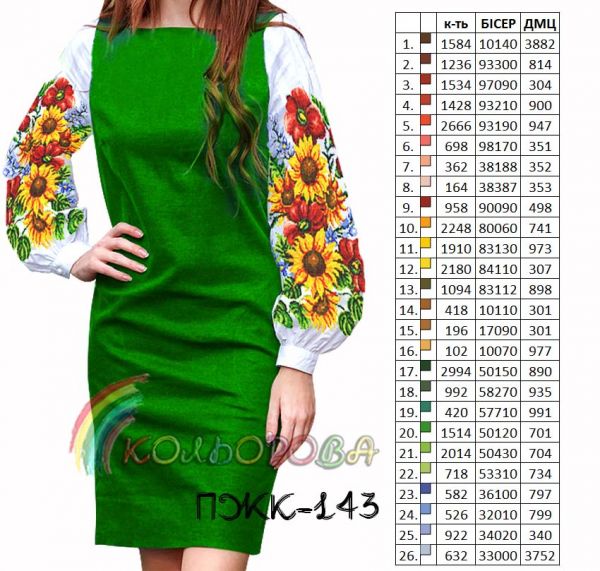 Плаття жіноче комбіноване  №143  (заготовка не пошита)