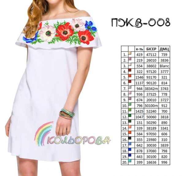 Жіноче плаття без рукавів з воланом №8 (заготовка не пошита)