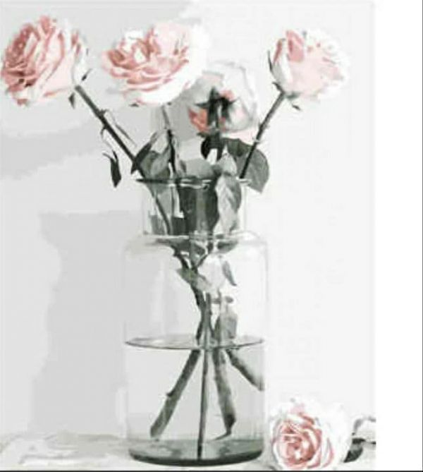 Картина за номерами троянди на білому фоні