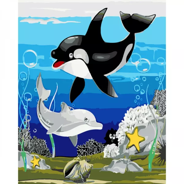 Набір для розпису по номерах Грайливі дельфіни