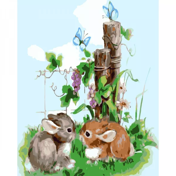 Набір для розпису по номерах Зайчики з метеликами