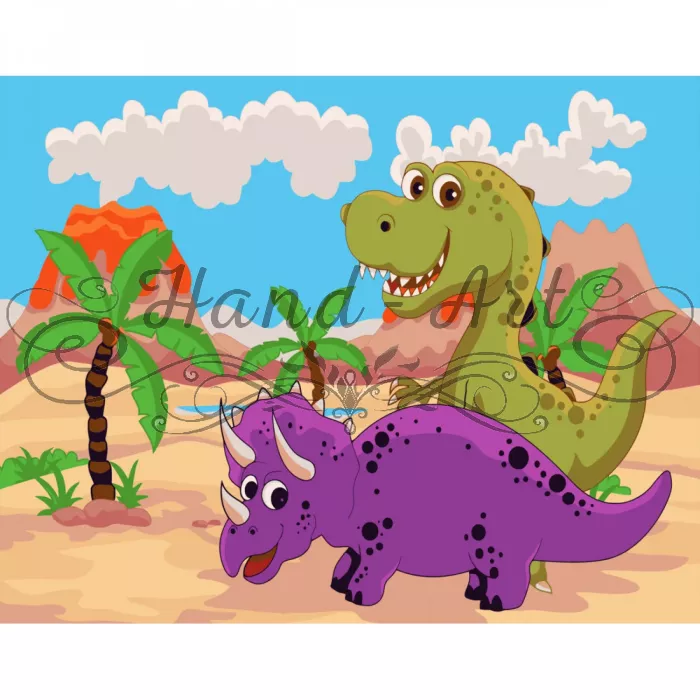 Набір для розпису по номерах Динозаврики у пустелі