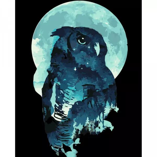 Картина за номерами Сова на фоні місяця