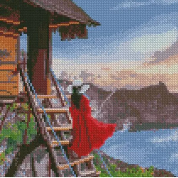 Алмазна мозаїка На сходах перед красою природи