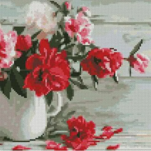 Алмазна мозаїка Червоні пелюстки піонів