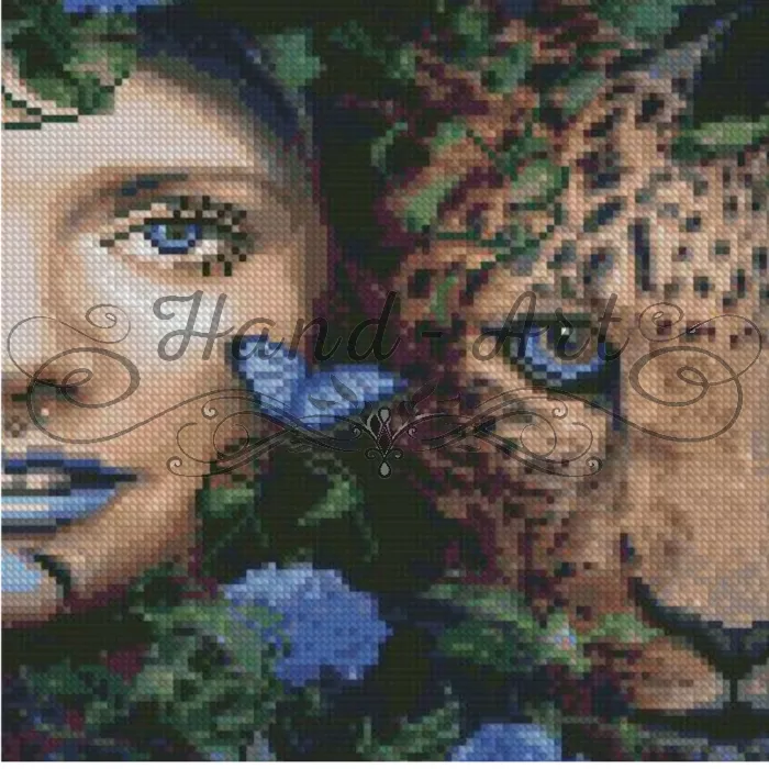 Алмазна мозаїка Дівчина з леопардом