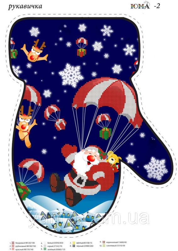 Новорічна рукавичка для вишивки (заготовка не пошита) №2