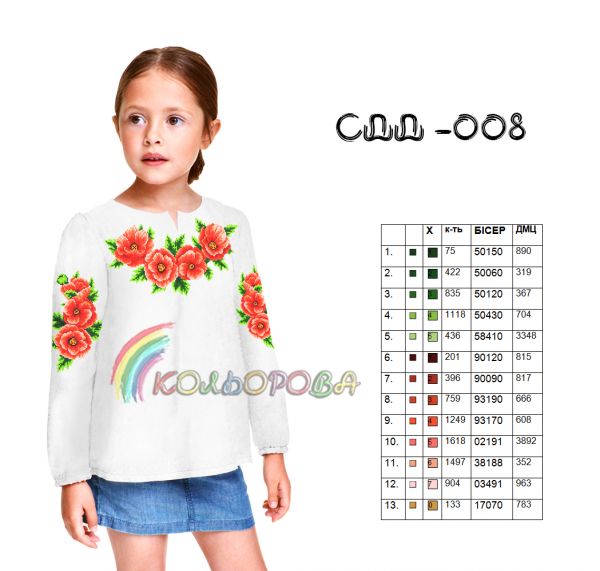 Сорочка дитяча для дівчинки №8 (заготовка не пошита)