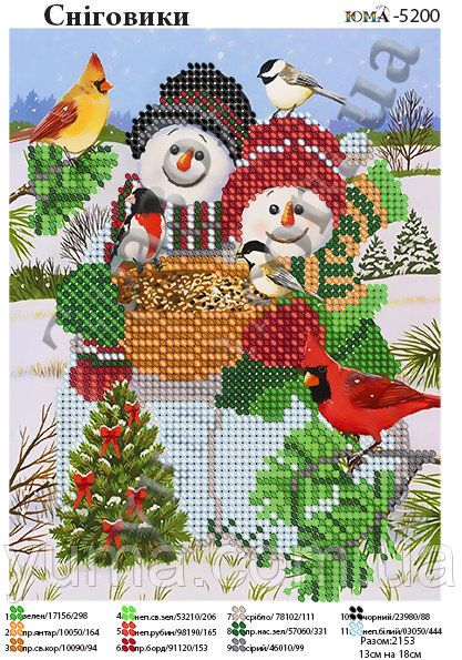 Схема для вишивки Сніговики Схема для вишивки Сніговики