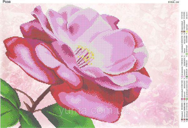 Схема для вишивки повна  Рожева Троянда Схема для вишивки повна  Рожева Троянда