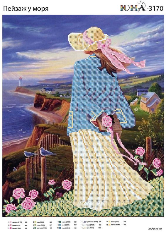 Схема для вишивки Пейзаж біля моря Схема для вишивки Пейзаж біля моря