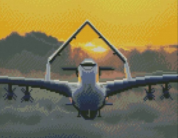 Алмазна мозаїка  Байрактар на заході сонця