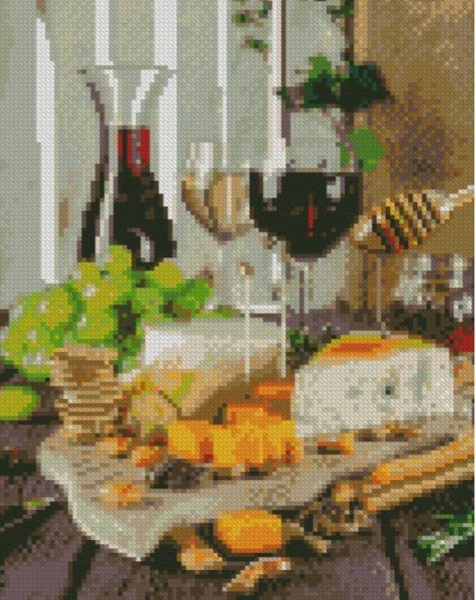 Алмазна мозаїка Вино та сир